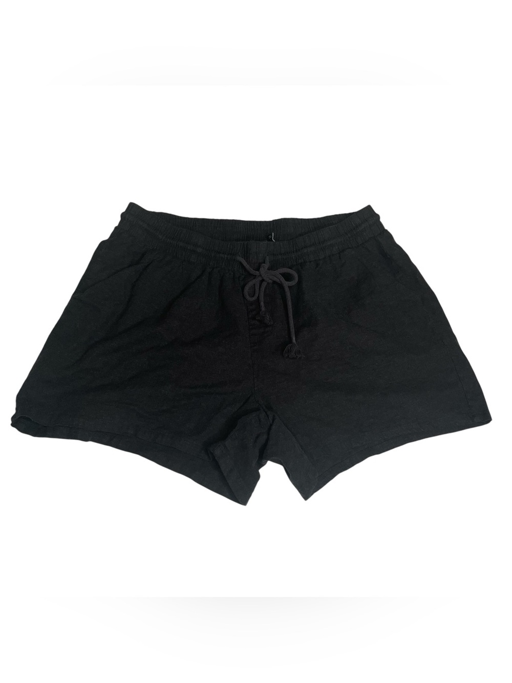 Torrid Black Linen Blend Drawstring Elastic Waist Shorts Size 1 1X  Pull On